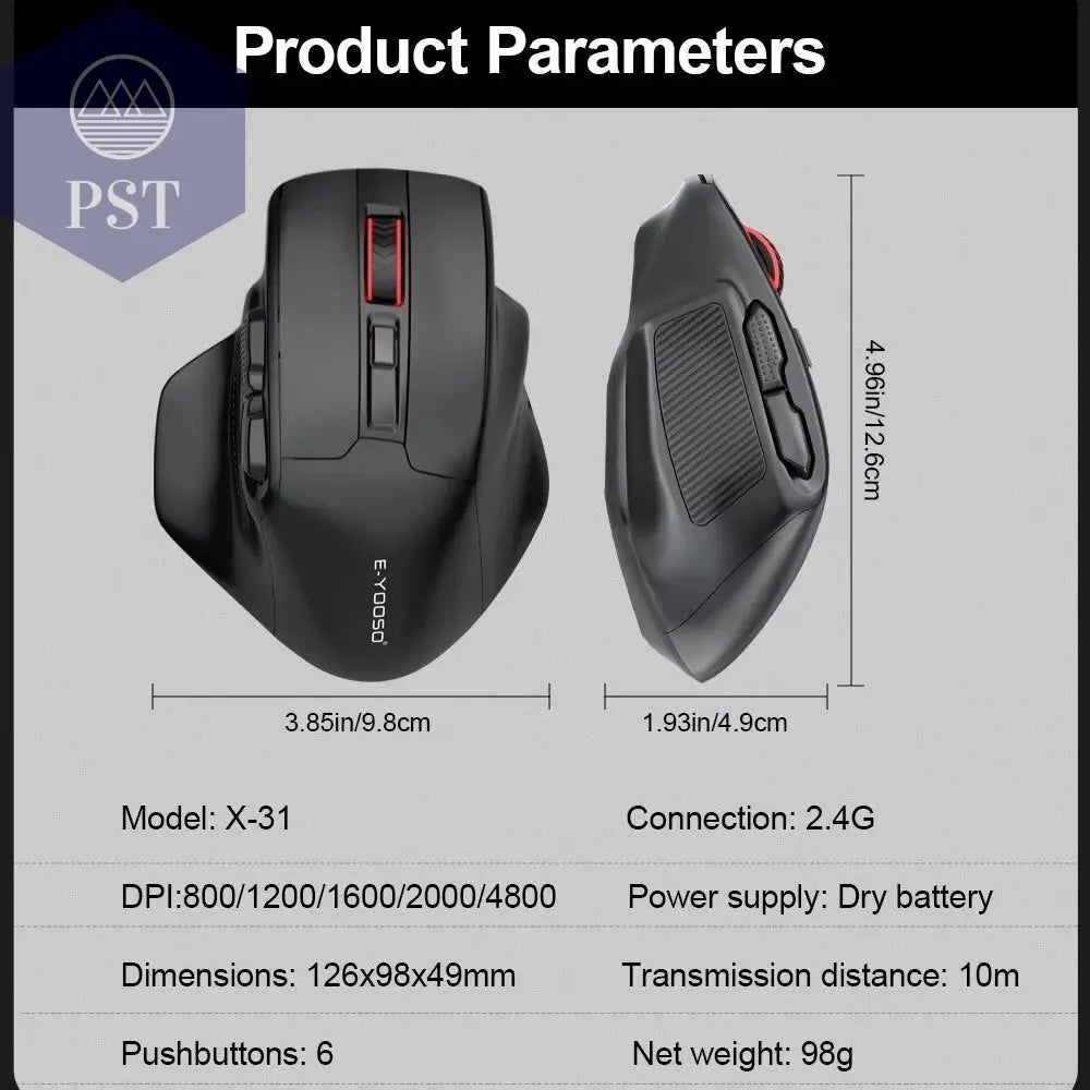 E-YOOSO X-31 USB 2,4G Drahtlose Gaming Maus 4800Dpi 5 Tasten Computer PC Mouse Gamer PST PS Tradings PST PS Tradings PST PS Tradings