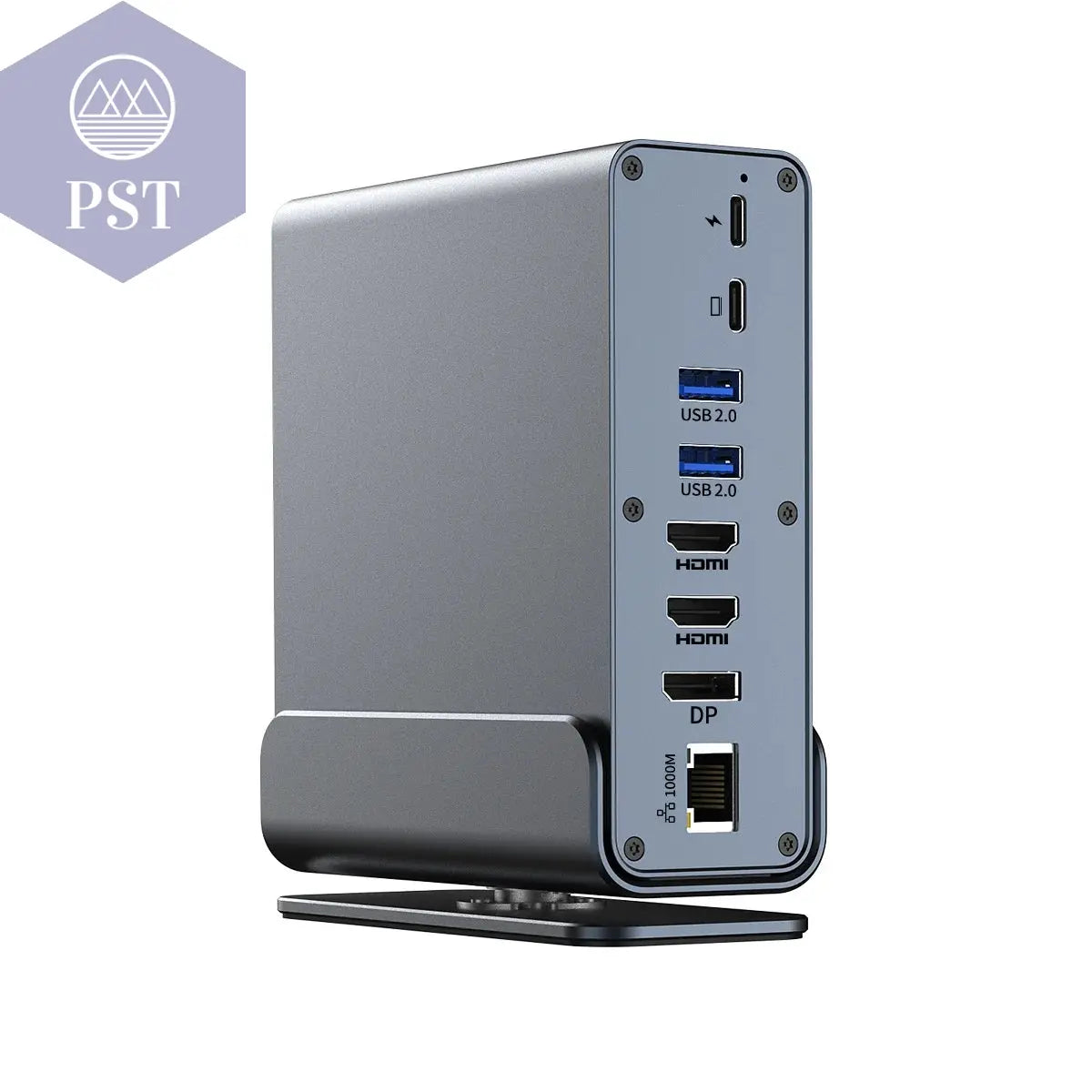 15 in 1 USB-C Docking Station 4K HD Vertical Hub with Triple Monitor ,RJ45 1000M,USB 3.0/2.0,PD 3.0,Sd/Tf,Audio 3.5      Gray PST PS Tradings