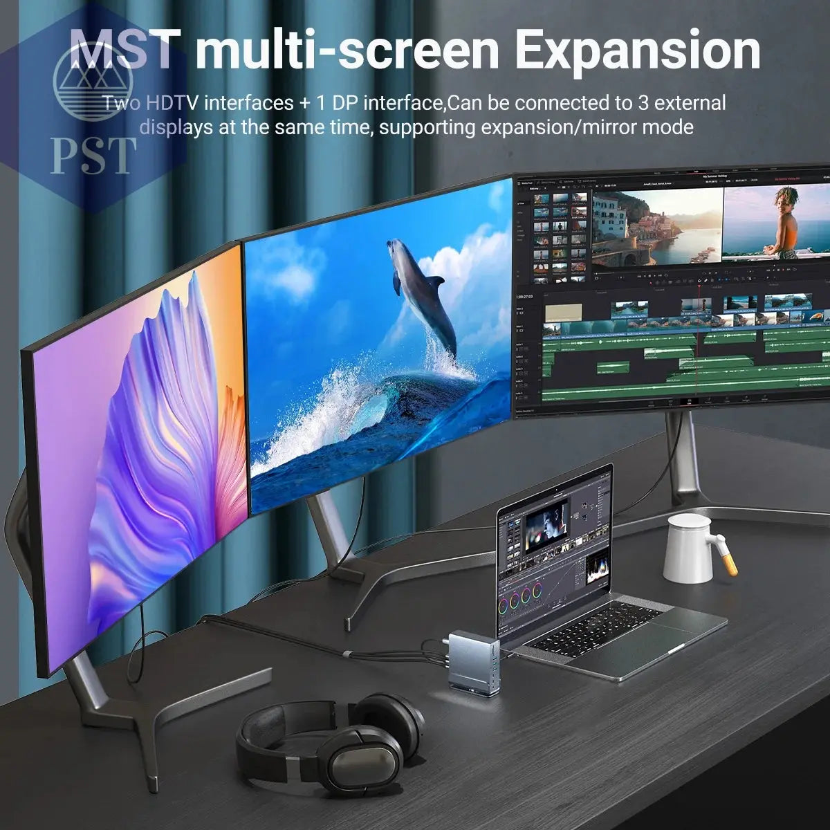 15 in 1 USB-C Docking Station 4K HD Vertical Hub with Triple Monitor ,RJ45 1000M,USB 3.0/2.0,PD 3.0,Sd/Tf,Audio 3.5       PST PS Tradings