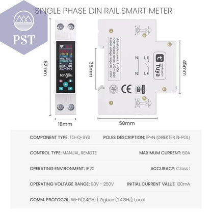 1P 50A Tuya WIFI Smart Switch Leistungsschalter LED Energie Meter Kwh Power Metering Timer Relais Fernbedienung Smart Leben APP PST PS Tradings  PST PS Tradings  PST PS Tradings 1P 50A Tuya WIFI Smart Switch Leistungsschalter LED Energie Meter Kwh Power Metering Timer Relais Fernbedienung Smart Leben APP