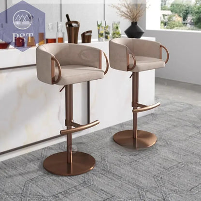 Coffee Shop Steel Bar Chair Luxury Gold Round Leather Modern Nordic Stools Kitchen Swivel Design Sgabello Cucina Alto Furniture       PST PS Tradings