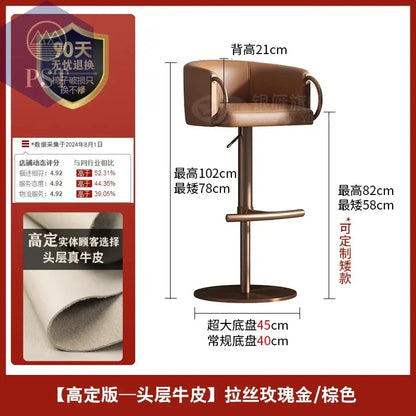 Coffee Shop Steel Bar Chair Luxury Gold Round Leather Modern Nordic Stools Kitchen Swivel Design Sgabello Cucina Alto Furniture       PST PS Tradings