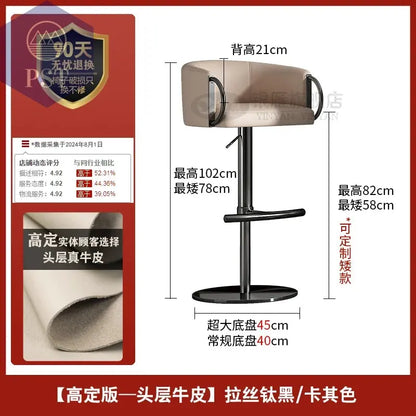 Coffee Shop Steel Bar Chair Luxury Gold Round Leather Modern Nordic Stools Kitchen Swivel Design Sgabello Cucina Alto Furniture       PST PS Tradings