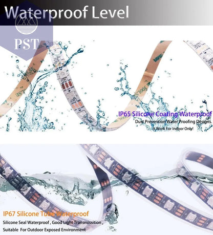 DC5V WS2812B Individually Addressable 5050 RGB Led Strip WS2812 Smart Pixels Led Light Black White PCB Waterproof IP30/65/67       PST PS Tradings