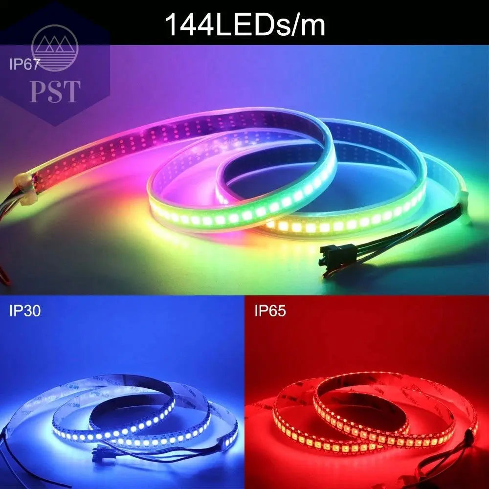 DC5V WS2812B Individually Addressable 5050 RGB Led Strip WS2812 Smart Pixels Led Light Black White PCB Waterproof IP30/65/67       PST PS Tradings