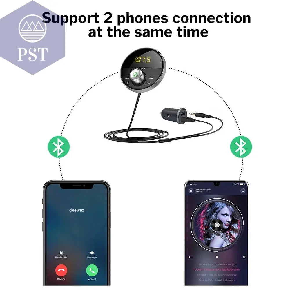 Deelife Bluetooth AUX Adapter in Car Handsfree Kit BT 5.0 Audio Receiver for Auto Phone Hands Free Carkit FM Transmitter - PST PS Tradings