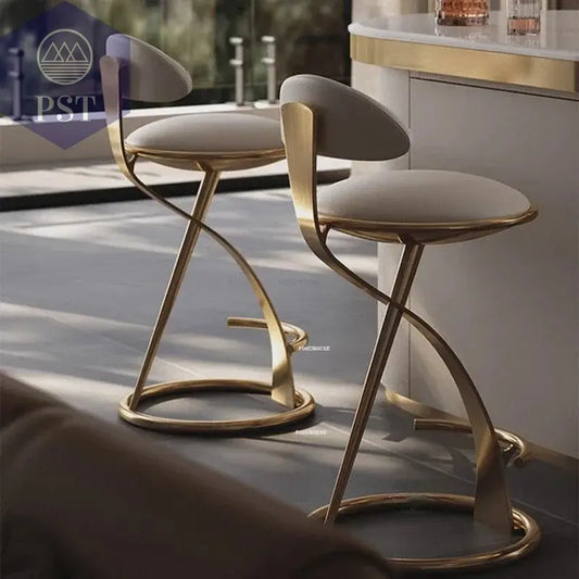Designer Licht Luxus Bar Stühle Italienischen Hohe Hocker Hause Edelstahl Café Küche Rückenlehne Bar Stuhl Kreative Bar Möbel       PST PS Tradings
