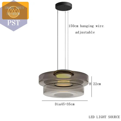 Elegante Glas-Chandelier für modernes Wohnen PST PS Tradings  PST PS Tradings 2-tier-smoke-grey-L-natural-light PST PS Tradings