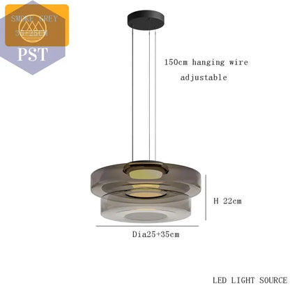 Elegante Glas-Chandelier für modernes Wohnen PST PS Tradings  PST PS Tradings 2-tier-smoke-grey-S-natural-light PST PS Tradings