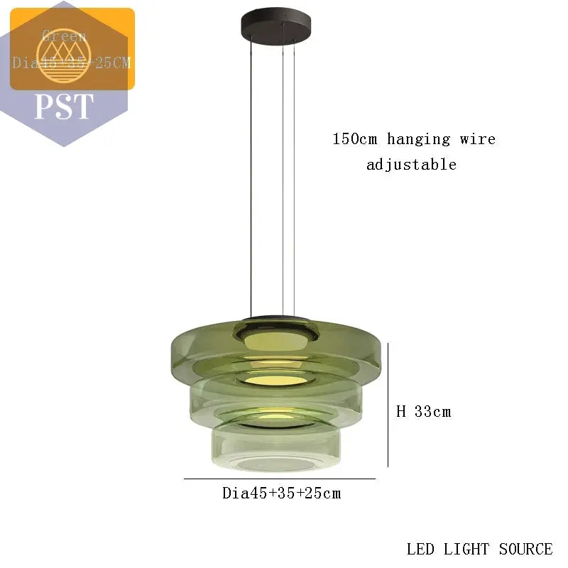 Elegante Glas-Chandelier für modernes Wohnen PST PS Tradings  PST PS Tradings 3-tier-green-natural-light PST PS Tradings