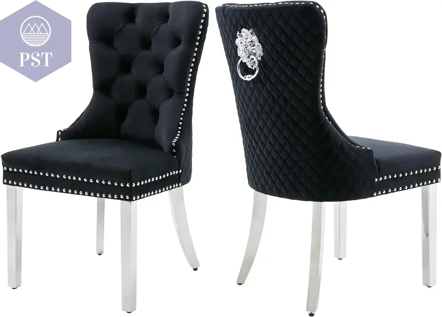 Elegantes Stuhl Set weiß - 2er Stuhl Set PST PS Tradings Stuhlset PST PS Tradings Black-sliver-Leg PST PS Tradings