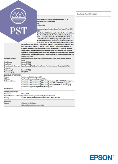 Epson EcoTank Pro ET-16680 PST PS Tradings drucker drucker