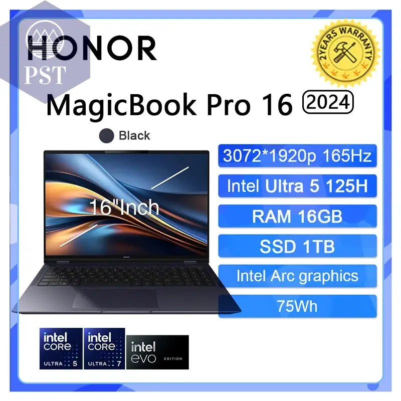HONOR Magicbook Pro 16 HUNTER Gaming Laptop Intel Ultra 5 7 NVIDIA RTX 4060 24 32 GB 1 TB 16 Zoll 3K 165 Hz Gamer Computer PC PST PS Tradings  Ultra5 16G 1Tb BlackHONOR Magicbook Pro 16 HUNTER Gaming Laptop Intel Ultra 5 7 NVIDIA RTX 4060 24 32 GB 1 TB 16 Zoll 3K 165 Hz Gamer Computer PC