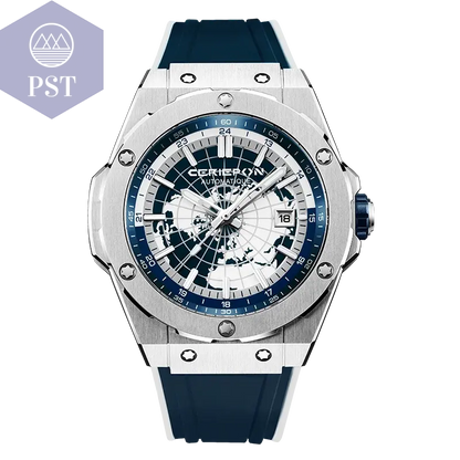 Hochwertige Armbanduhr Herrenuhr Automatik mit Wasserschutz PST PS Tradings  PST PS Tradings Silver-Blue-CHINA PST PS Tradings Hochwertige Armbanduhr Herrenuhr Automatik mit Wasserschutz