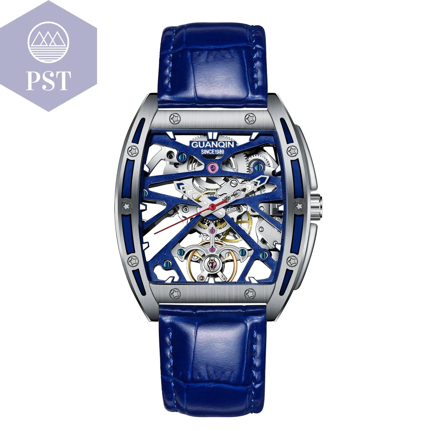 Hollowed Fashion Automatik Herren Uhr Skeletton Armbanduhr PST PS Tradings  PST PS Tradings Blue PST PS Tradings Hollowed Fashion Automatik Herren Uhr Skeletton Armbanduhr