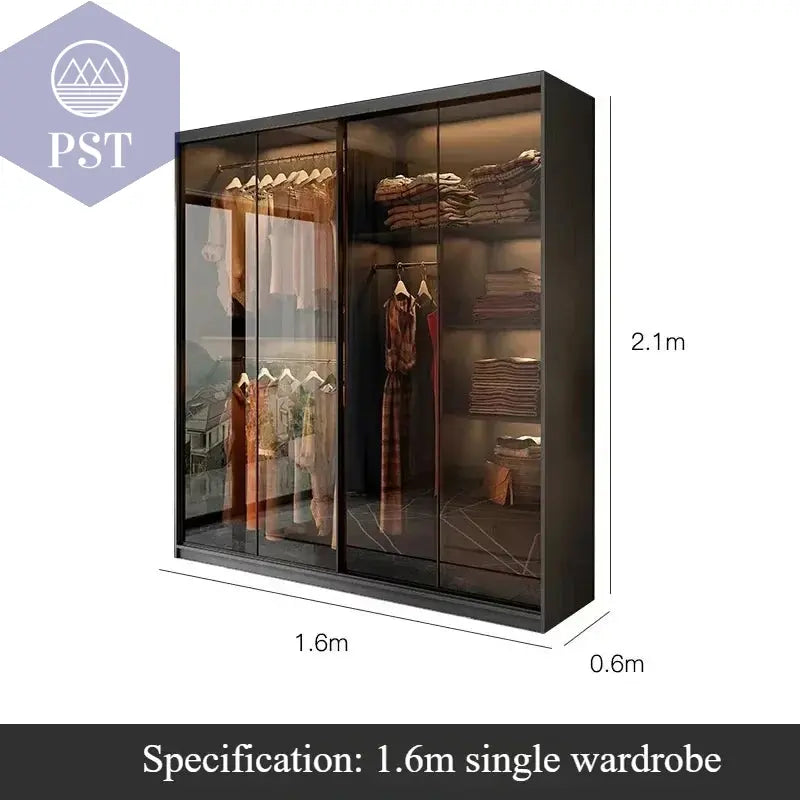 Kleiderschrank Modul Schrank Ankleide für Schlafzimmer Glasschrank PST PS Tradings Möbel PST PS Tradings 160x60x210cm PST PS Tradings