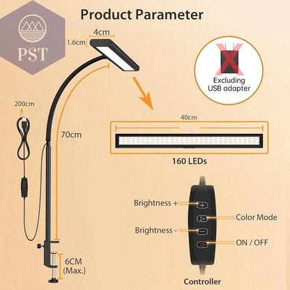 LED Desk Lamp for Office Home, Eye-Caring Desk Light Lamp with Stepless Dimming Adjustable Flexible Gooseneck Adjustable Light - Property & Safety Tradings