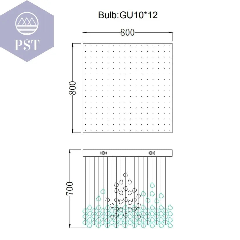 Luxuriöse LED Kristall Deckenleuchte Entrée Wohnzimmer Deckenbeleuchtung PST PS Tradings Deckenleuchte PST PS Tradings Blue-Stone-Warm-Light-L80xW80xH70cm PST PS Tradings