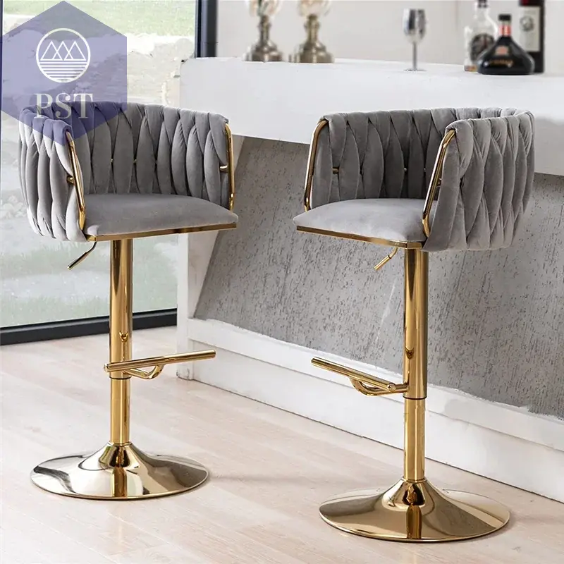 Moderner Luxus höhenverstellbar drehend Hotel Cafe Barhocker Hochstuhl personalisierbar SAMT Metall       PST PS Tradings