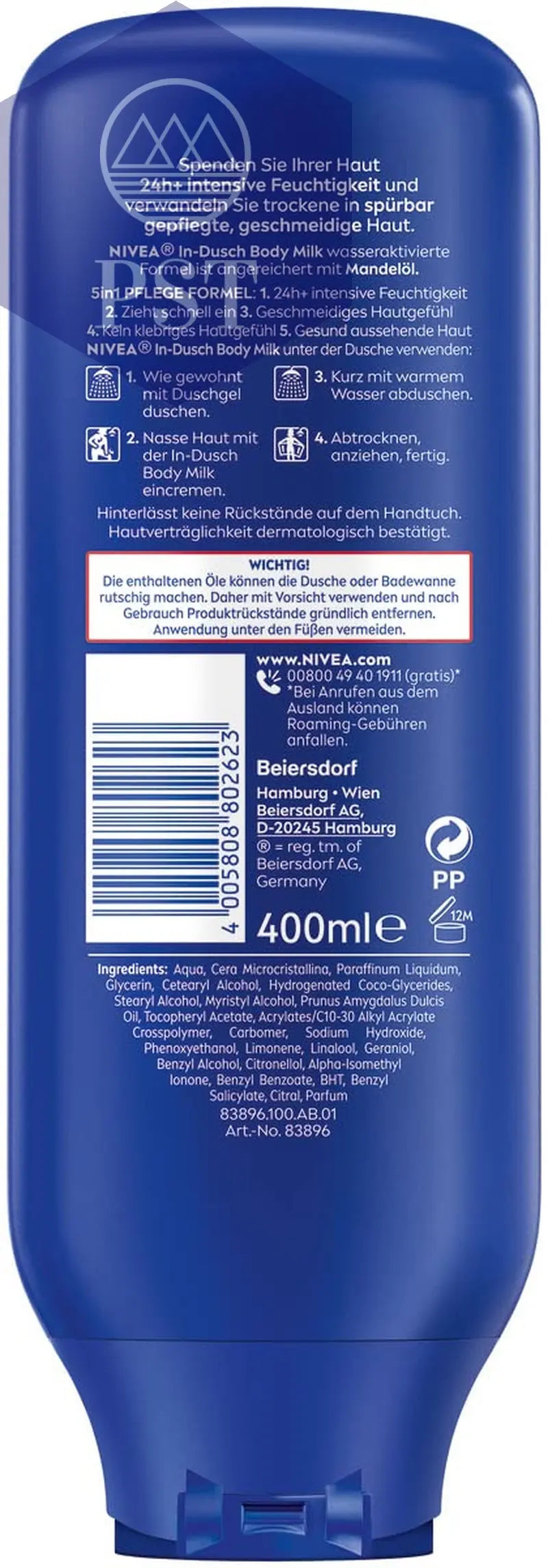 NIVEA In-Dusch Body Milk 400ml Creme 5In1 Body Lotion Feuchtigkeit PST PS Tradings  PST PS Tradings  PST PS Tradings