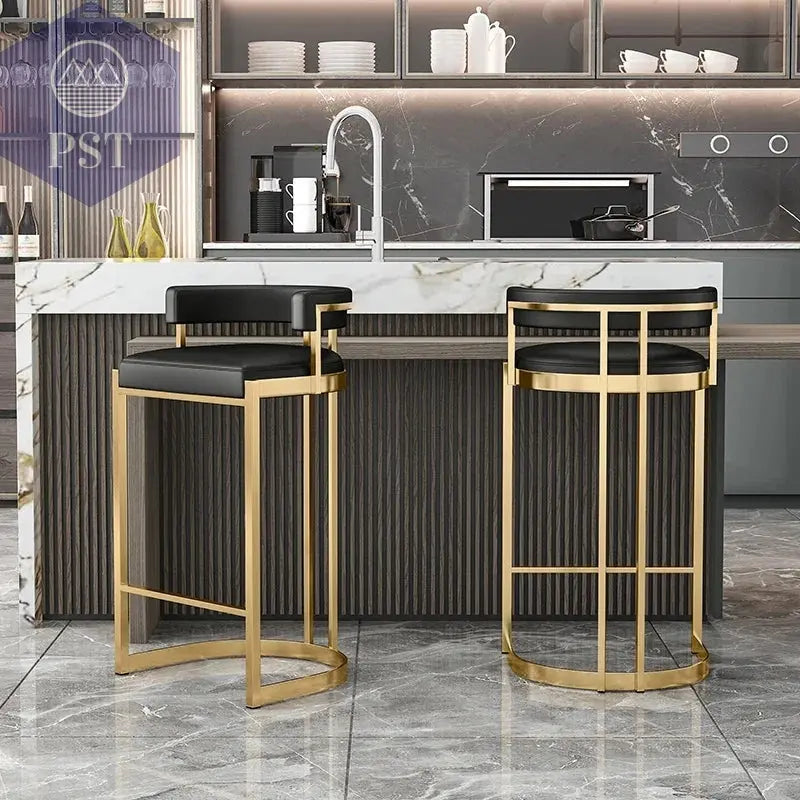 Premium Gold Barhocker Nordic Hochwertige italienische Rückenlehne Partystühle Rundes Kissen Bequeme Taburetes De Barmöbel       PST PS Tradings