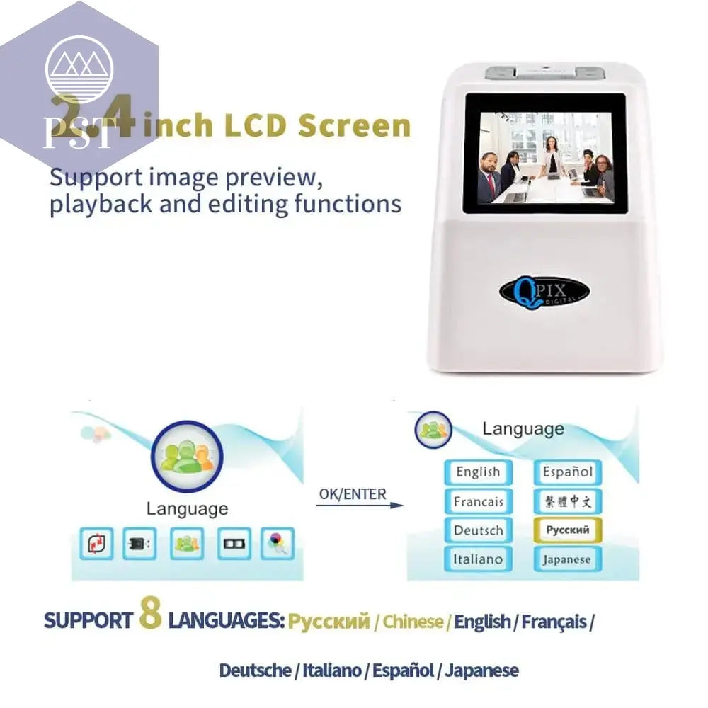 QPIX 22 MP 35mm Portable Film Scanners 135 110 126KPK Super 8 Negative Slide Holder Photo Scanner Film Digital Converter - Property & Safety Tradings