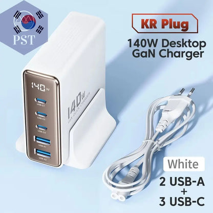 Toocki 140W Gan Usb Ladegerät 5 In1 Desktop Schnell Aufladen Usb Typ C Ladegerät Led Display Ladegerät Für Iphone Xiaomi Smartphone Laptop PST PS Tradings  PST PS Tradings Kr-White PST PS Tradings Toocki 140W Gan Usb Ladegerät 5 In1 Desktop Schnell Aufladen Usb Typ C Ladegerät Led Display Ladegerät Für Iphone Xiaomi Smartphone Laptop