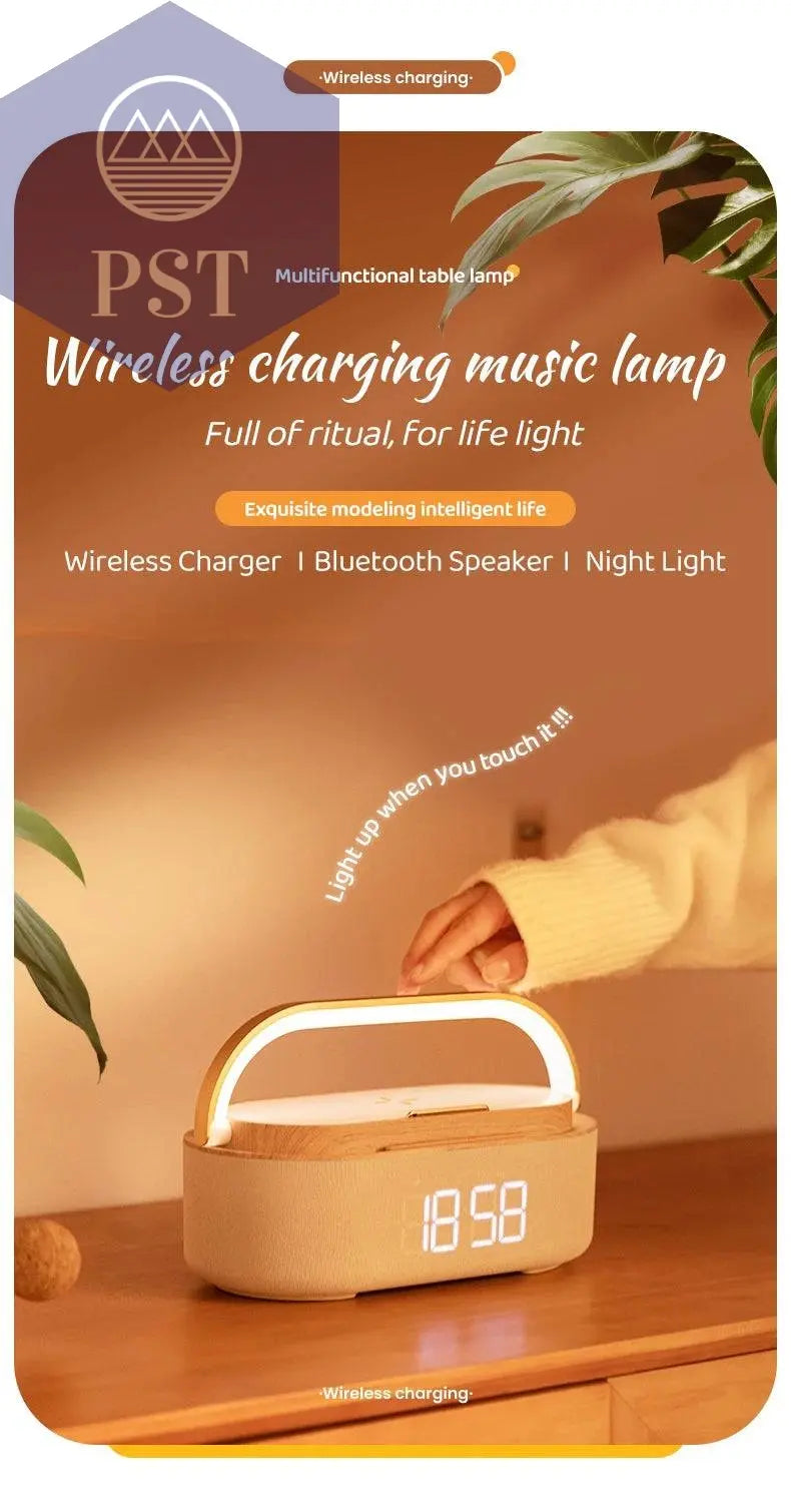 Wireless Fast Charge Digital Alarm Clock Bluetooth Speaker Snooze LED Display Bedroom Light Wireless Speaker Charging Stationr - Property & Safety Tradings