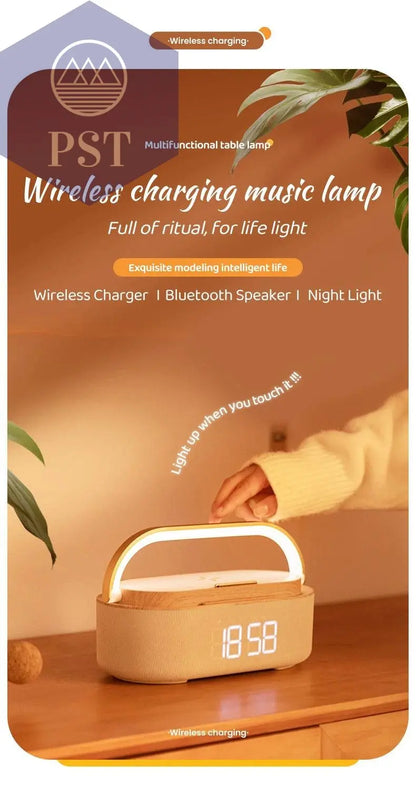 Wireless Fast Charge Digital Alarm Clock Bluetooth Speaker Snooze LED Display Bedroom Light Wireless Speaker Charging Stationr - Property & Safety Tradings
