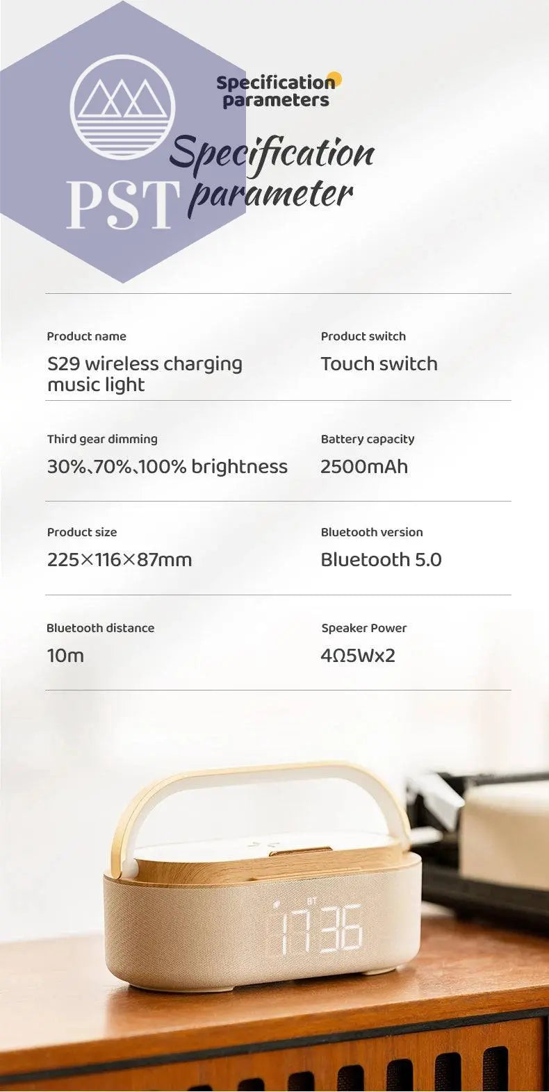 Wireless Fast Charge Digital Alarm Clock Bluetooth Speaker Snooze LED Display Bedroom Light Wireless Speaker Charging Stationr - Property & Safety Tradings