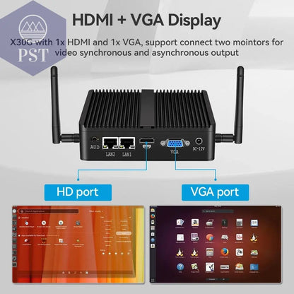 XCY Fanless Mini PC Intel Celeron J4125 2x GbE LAN 2x RS232 HDMI VGA Support WiFi 4G LTE Windows 10 Linux Industrial Computer       PST PS Tradings