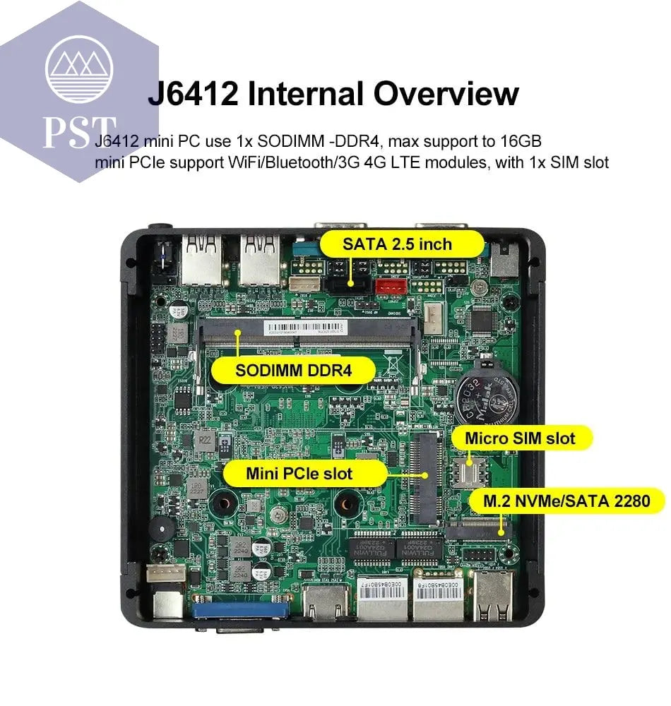 XCY Fanless Mini PC Intel Celeron J4125 2x GbE LAN 2x RS232 HDMI VGA Support WiFi 4G LTE Windows 10 Linux Industrial Computer       PST PS Tradings
